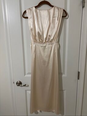Lena Champagne Satin Midi Dress